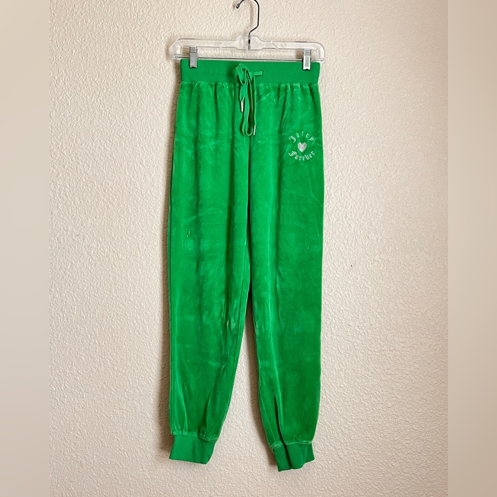 juicy Couture X Forever 21 Green velvet rhinestone jogger pants